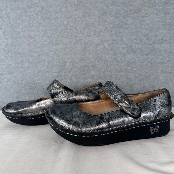 Alegria Women's sz 39 Paloma Mary Jane Pewter Heart Nursing Shoe Clog Slip On - Picture 2 of 13